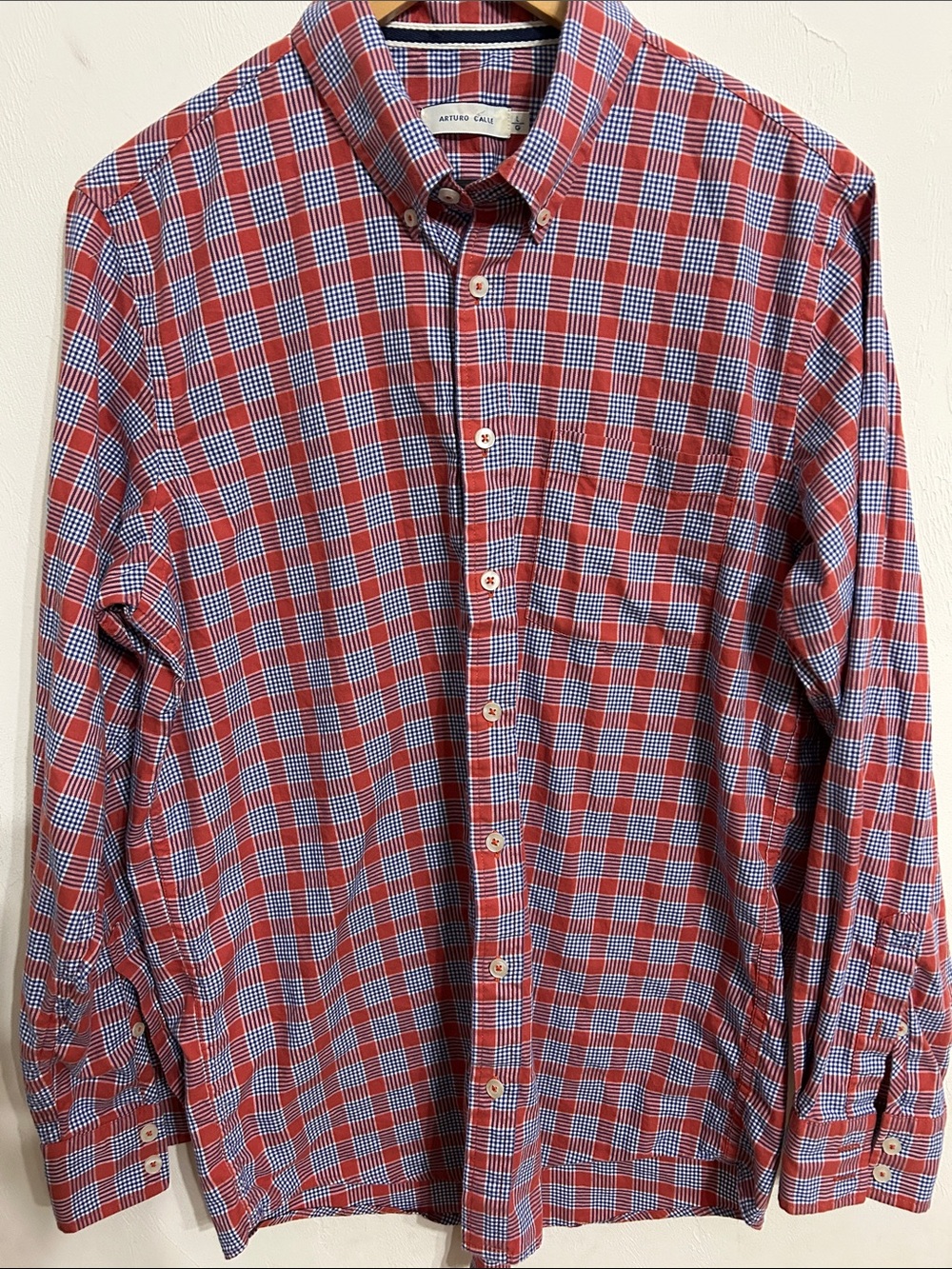 Arturo Calle Red & Blue Plaid Button-Down Shirt L